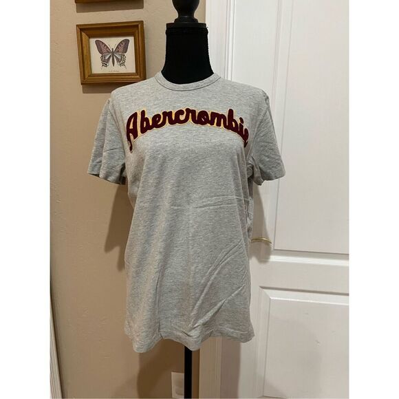 Abercrombie & Fitch gray embroidered short sleeve t-shirt - Picture 1 of 5